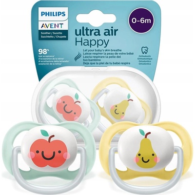 Avent cumlík Ultra Air Happy Jablko/Hruška mätová/žltá