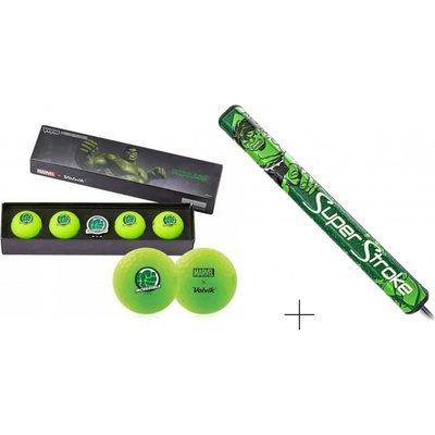 Volvik Vivid Marvel Hulk míčky s markovátkem + luxusní putter SuperStroke Tour 2.0 Marvel Hulk