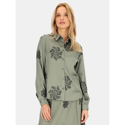 PERSO Woman's Women's shirt blouse decorated with embroidery šedá