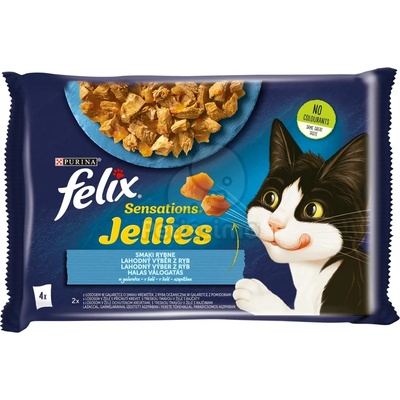 FELIX Felix Sensations Jellies Рибна селекция със Съомга и Черна треска 4 x 85 г