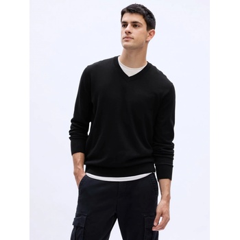 GAP pletený sveter s výstrihom V čierna