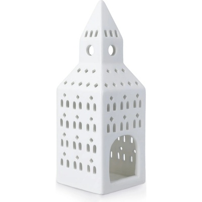 KÄHLER Lucerna domeček Church Tower 20 cm, bílá barva, keramika