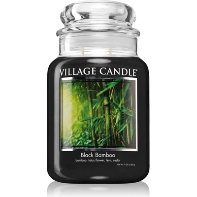 Village Candle Black Bamboo ароматна свещ (Glass Lid) 602 гр