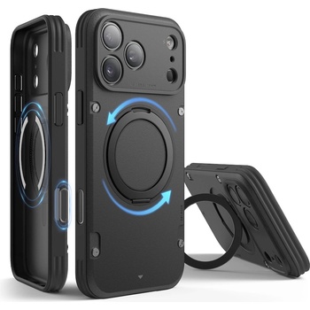 elago Хибриден удароустойчив кейс с MagSafe за iPhone 17 Pro Max - Elago MagSafe Armor Ring Stand Case (черен) (ES17MSAMST69PRO-BK)
