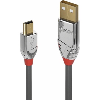 Lindy Кабел Lindy, от USB-A(м) към USB Mini-B (м), хромиран/сив (LNY-36630)