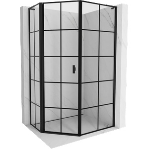 Mexen Mist L асиметрична лява душ кабина с петостенен дизайн 80 x 100 см, черна (8A8L-080-100-70-77-L)