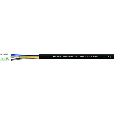 Helu 22303-1000 vysokoteplotný kábel H05SS-F 3 G 2.5 mm² čierna 1000 m