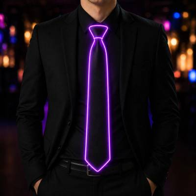Svítící LED kravata fialová