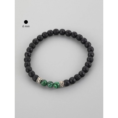 Prosperk náramek z minerálů Lávový kámen a Malachit S5326