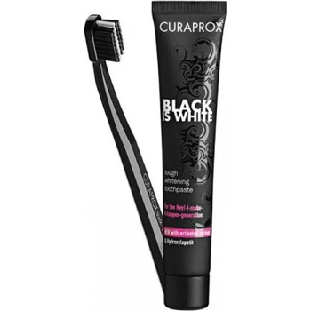 Промосет четка + избелваща паста за зъби, Curaprox Black is White Set CS 5460 Toothbrush & Whitening Toothpaste 90 ml