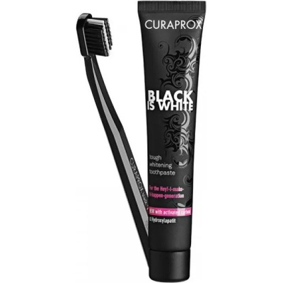 Промосет четка + избелваща паста за зъби, Curaprox Black is White Set CS 5460 Toothbrush & Whitening Toothpaste 90 ml