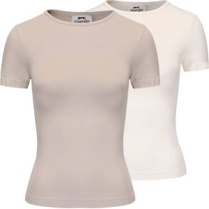 Slazenger Дамска тениска Slazenger Fit Short Sleeve T-shirt Womens - Nacreous/Sugar