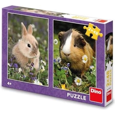 Dino - Puzzle 2x48 Rabbit and guinea pig - 40 - 99 piese