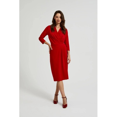Moodo Червена миди рокля с къдрички Moodo Moodo | Cherven | ЖЕНИ | XS