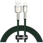 Baseus USB към Lightning кабел, 2.4A, 480Mbps, 1m - Baseus Cafule Series Metal (CALJK-A06) - зелен