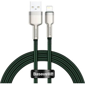 Baseus USB към Lightning кабел, 2.4A, 480Mbps, 1m - Baseus Cafule Series Metal (CALJK-A06) - зелен