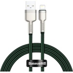Baseus USB към Lightning кабел, 2.4A, 480Mbps, 1m - Baseus Cafule Series Metal (CALJK-A06) - зелен