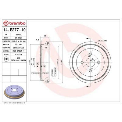 Brzdový bubon BREMBO ESSENTIAL LINE 14.E277.10