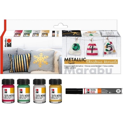 Marabu Farby na textil Metallic Christmas Moments sada 4 x 15 ml
