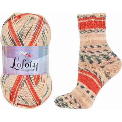 Vlna - Hep příze Lofoty 7814 béžová a oranžová