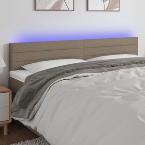 vidaXL LED горна табла за легло, таупе, 180x5x78/88 см, плат (3121770)