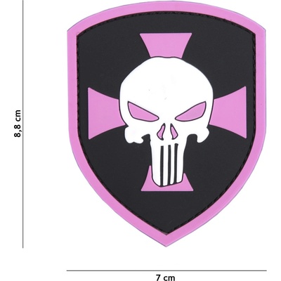 Gumová nášivka 101 Inc Punisher Shield - ružová