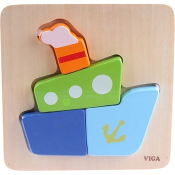 Image 1 of Viga Toys Детски пъзел Viga - Кораб, 4 части (50171)