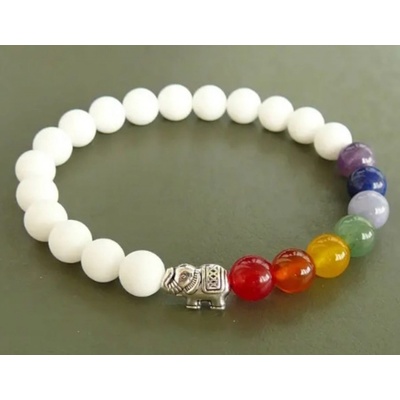 Blingstar náramek Slon čakrový bílý pro štěstí LUX2341