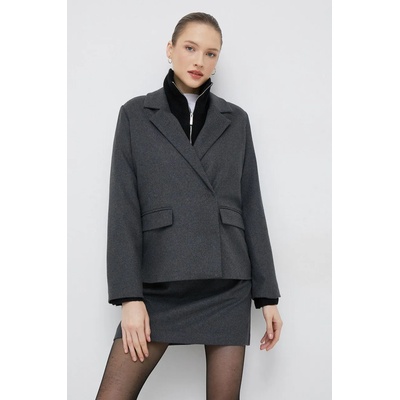 Selected Femme Вълнено сако Selected Femme в сиво с двуредно закопчаване с изчистен дизайн (16087551.DarkGreyMe)