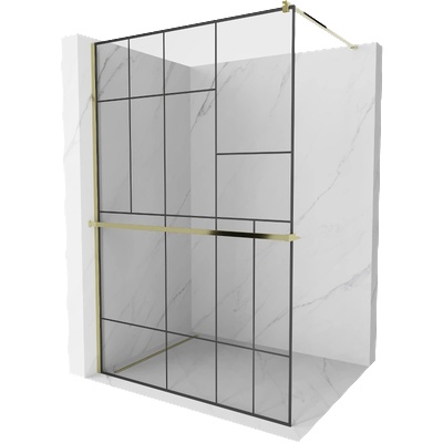 Mexen Kioto+ душ преграда с рафт Walk-in 100 x 200 см, черен мотив, златен - 800-100-121-50-78 (800-100-121-50-78)