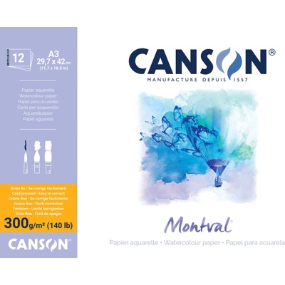 Canson Pad Montval Cold Pressed Скицник 12 A3 300 g Natural White (C200807320)