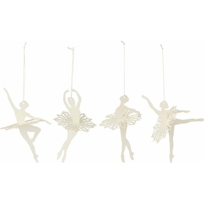 Ib Laursen Závěsná papírová dekorace Ballerina – set 4 ks, bílá barva, papír