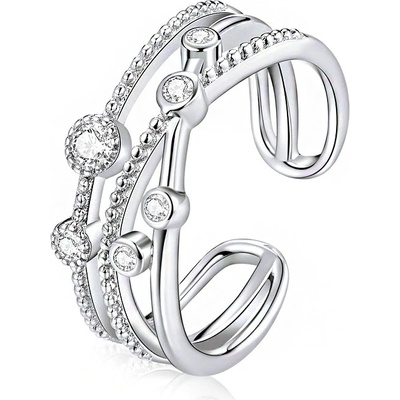 P&J Jewellery Stříbrný prsten Proplétané zirkonie SRUNI26