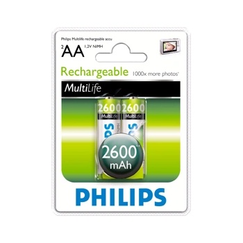 Philips Батерия Philips Rechargeable battery HR6 AA, 2600 mAh, 2-blister R6B2A260/10 (R6B2A260/10)