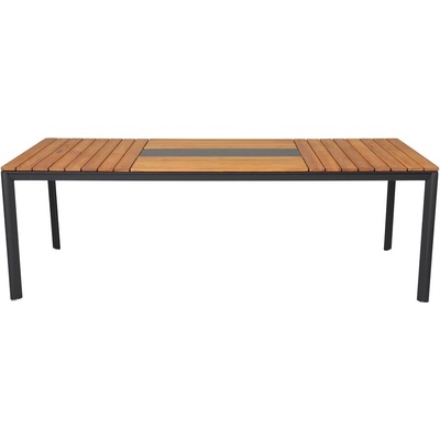 Mindo Jídelní stůl Mindo 101, obdélníkový 222x90x75 cm, rám lakovaný hliník Light Grey, deska teak a keramika dekor Steel Chrome