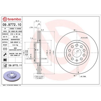 Brzdový kotouč BREMBO 09.9772.11