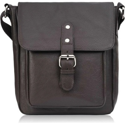 Tmavo hnedý nadčasový pánsky kožený crossbag Sergio