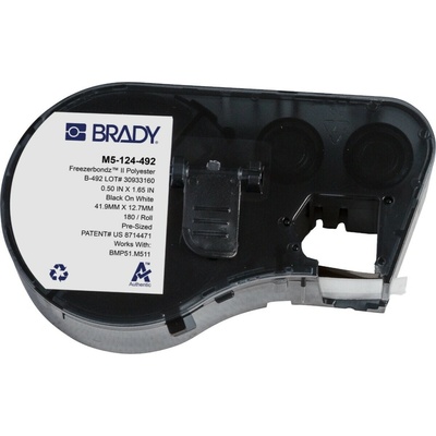 Brady M5-124-492 / 170900, 12.70 mm, Polyester, čierna tlač / biely podklad