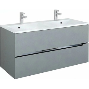 Oristo Комплект стенен шкаф и мивка Oristo Silver от композитен материал, сив MDF 120 см (ORS33SD120D2+ORSUM120SILVER)