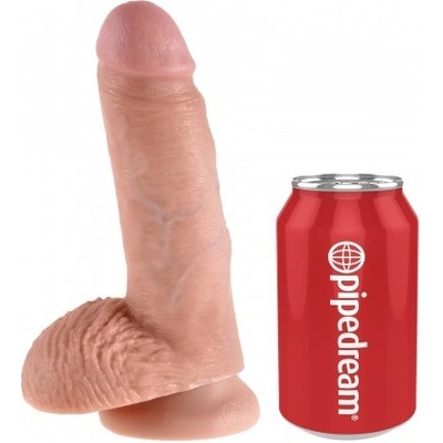 King Cock 7" Cock with Balls Flesh Dildo biały