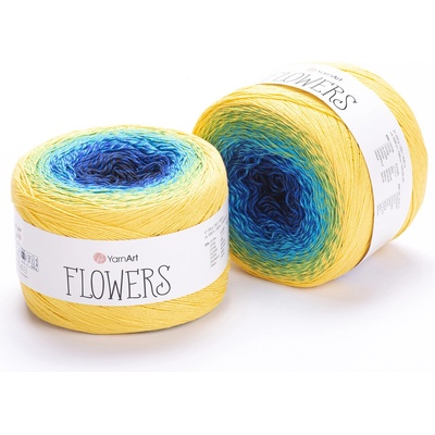 Yarn Art příze Flowers 304 modrá, zelená, žlutá