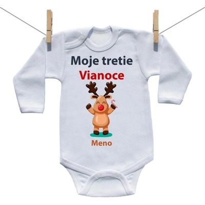 Boodyy Body s dlhým rukávom Moje tretie Vianoce so sobíkom a menom dieťatka