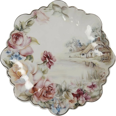 Clayre & Eef Dezertný tanier v dekore a tvare kvety Fionne 19 x 2 cm