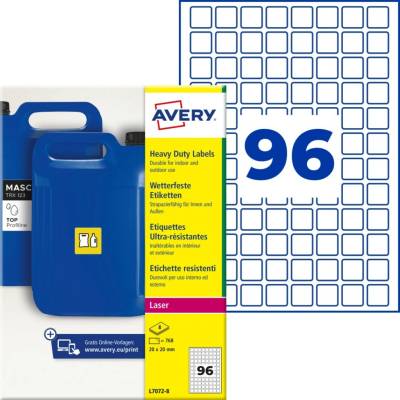 Avery Zweckform L7072-8 Odolné etikety bílé 20x20 mm 768 ks