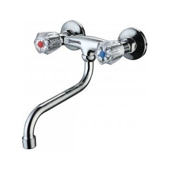 Месингов смесител ДУНАВ icf 5018719c m7116 - стенен, хром, двойни ръкохватки (icf 5018719c m7116)