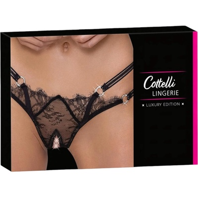 Cottelli Collection - дамски бикини с отворено дъно и пръстени - черни (23222501111)