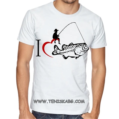 Fruit of the Loom Тениска с надпис - I love fish