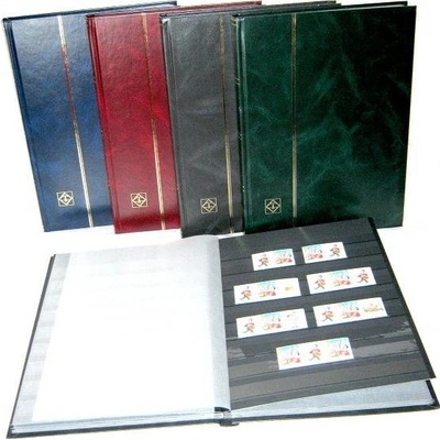 Leuchtturm zásobník na známky BASIC - A4, 32 stran, černé listy, 9 průhledných pásek BASIC S32 - zelený