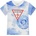 GUESS Синьо-бяла тениска за мини момче с червено лого Guess