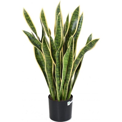 Umelá kvetina Sansevieria deluxe v kvetináči, zeleno-žltá 93cm